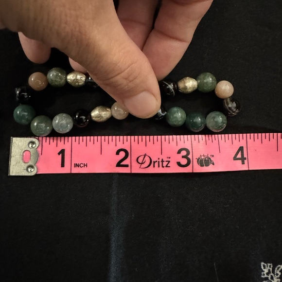 JUNGLE HIPPIE BRACELET - olive jade, snowflake obsidian, black onyx UNISEX - Picture 8 of 9